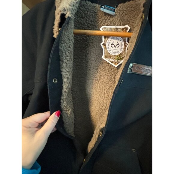 Columbia NWT Mens Black Sherpa-Lined Barn Jacket Button-Up Front Sz Small - Picture 8 of 10